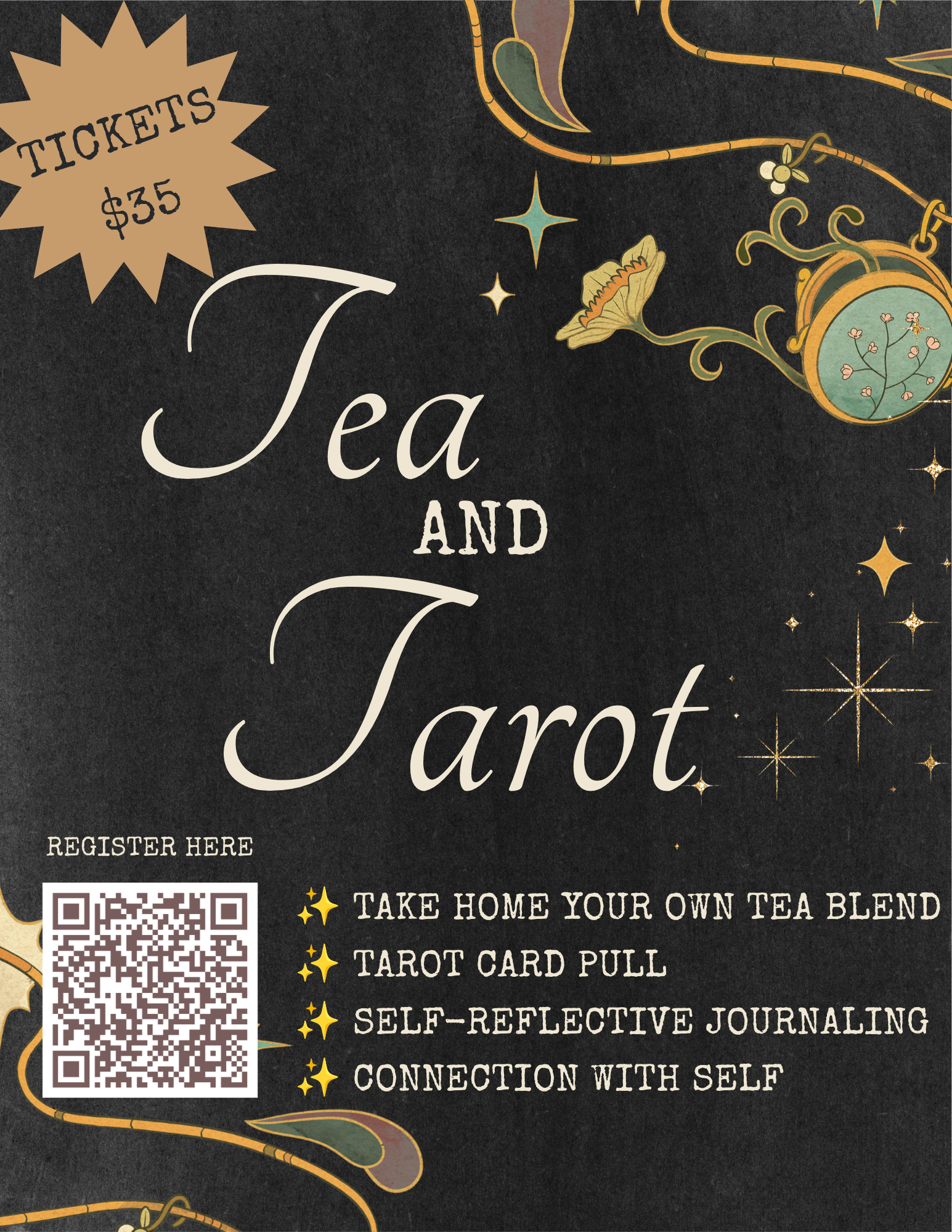 Tea & Tarot Flyer Tea & Tarot Workshop Flyer